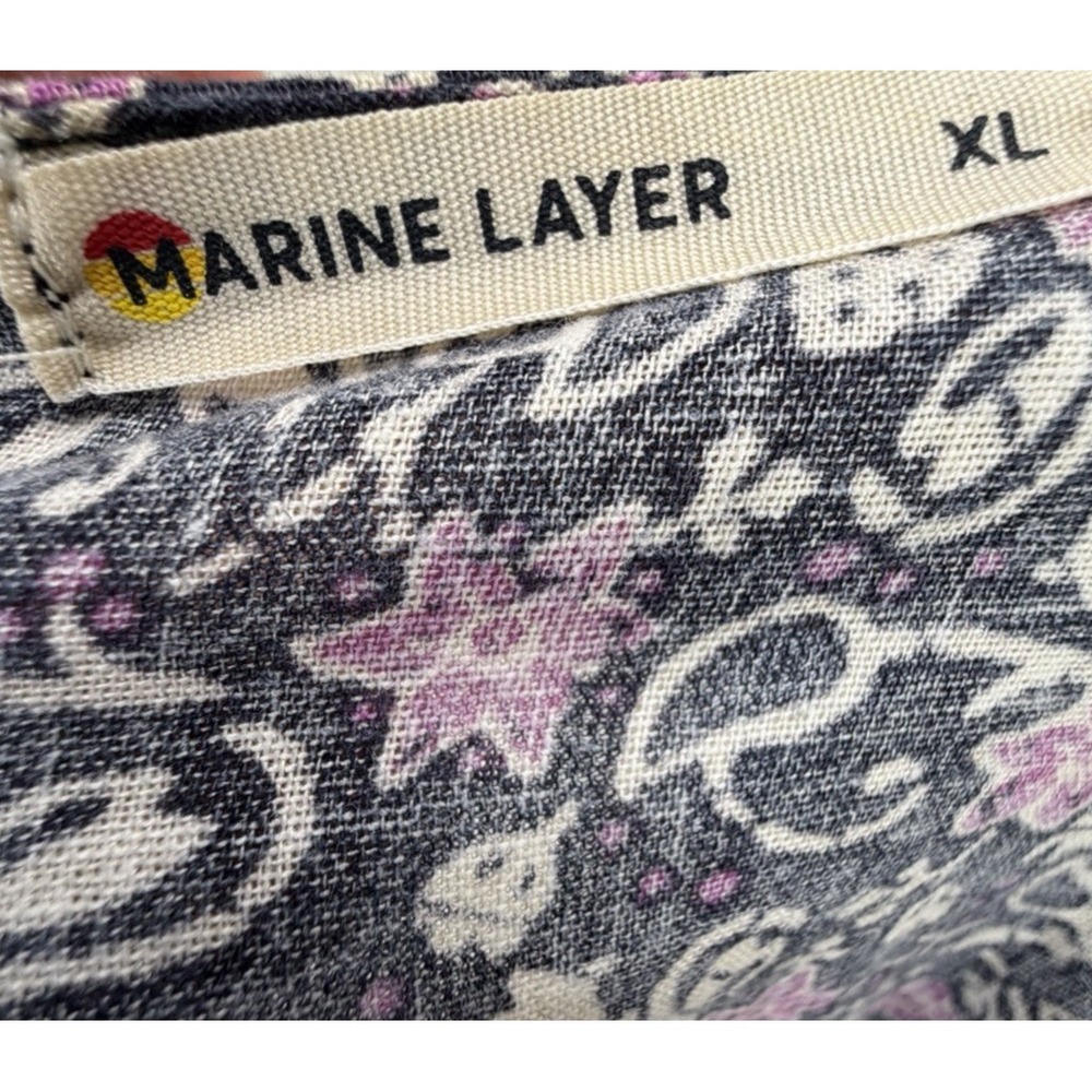 Marine Layer Purple Floral Emlyn Midi Wrap Dress Size XL Hemp Blend - Picture 11 of 11